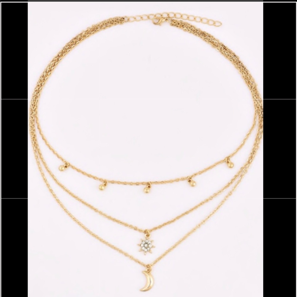 Moon & Sun Detail Chain Necklace